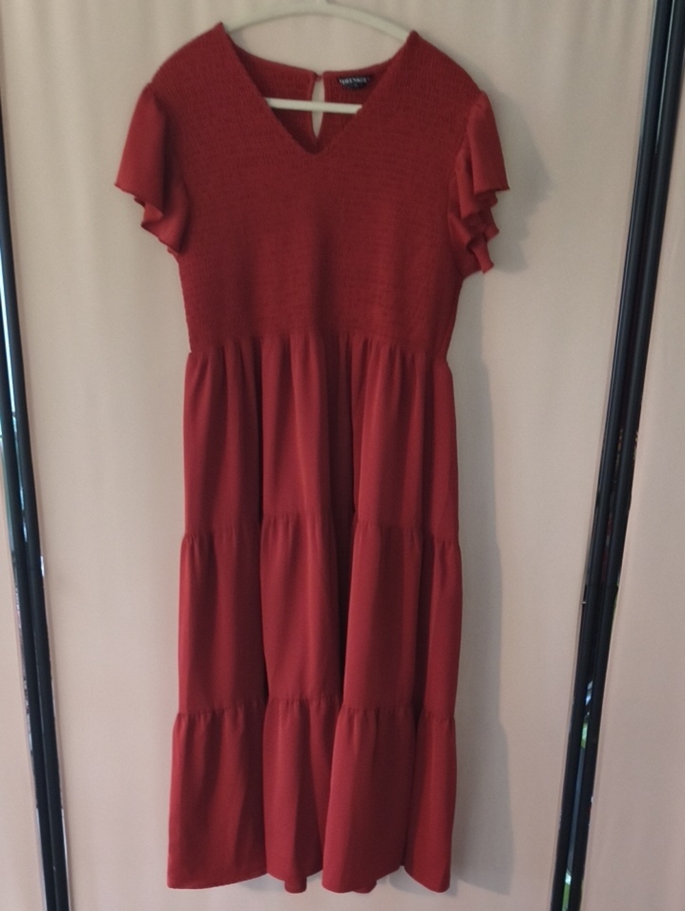 NWOT Knit-Bodice Rust Midi Dress Size XL